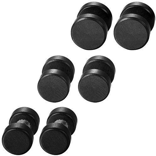 Flongo herr dam vintage rostfritt stål trä fuskare falska öronproppar mätare illusion skruv knoppörhängen, 8mm, 10mm, 12mm, Trä, Ingen information