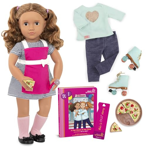 Our Generation Dolls Isa - Adorable 46cm Pizza Chef Waitress Doll with Hair to Brush, Storybook, Clothes and Accessories | Wholesome Dolls for Girls Age 3-10 for Dressing Up and Imaginative Play