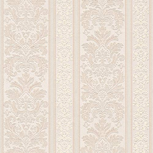 Carta da parati damascata barocca carta da parati corridoio Beige 345615 34561-5 A.S. Création Belle Epoque | Beige | Rotolo (10,05 x 0,53 m) = 5,33 m²