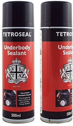 Tetroseal Aerosol Underbody Sealant x2 Car Underseal Spray 500ml Seal Protection Spray Simple black finish with a long lasting protective coating