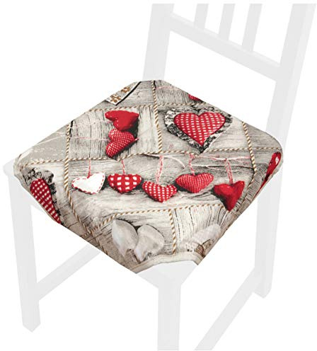 emmevi Cuscino Sedia Morbido Universale Alette Fissaggio Coprisedia Cucina Trapuntato Lavabile Mod.ROSA172