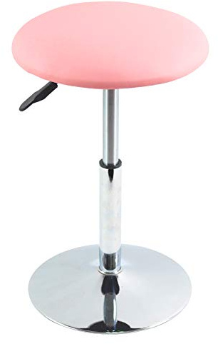 FURWOO Sgabello rotondo in pelle PU, altezza regolabile, girevole per casa, ufficio, scrivania, sgabello a forma di torta, girevole, per scrivania, negozio, per la casa, piccolo(Rosa)