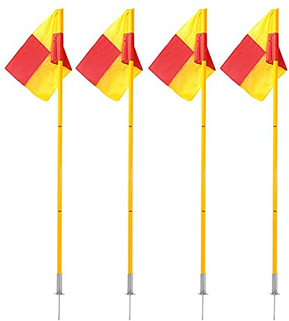 Scooer-Fußballfeld-Eckflaggen mit Aufbewahrungstasche, tragbare Fußballflaggen, Fußballstangen, Dribbling Fußballausrüstung für Training – 4 Stück für Rasen (Fußballstangenflaggen)