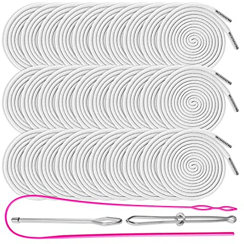 Drawstring Cords Replacement Drawstrings, 30Pcs Sweatshirt Drawstring Replacement with 3Pcs Drawstrings Threader for Sweatpants Shorts Pants Jackets Coats (White)