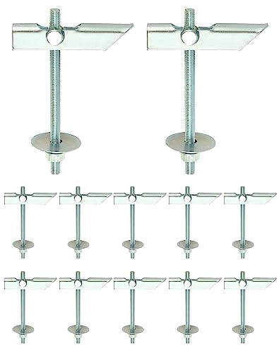 QWORK® 12pz tasselli basculante per cartongesso, M6x100mm, acciaio al carbonio zincato, per il fissaggio di elementi a soffitti e cartongesso