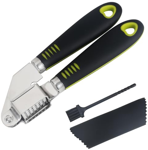 Zythrem Knoblauchpresse Edelstahl Knoblauchschneider Garlic Press Premium Knoblauchpresse Knoblauch Crusher mit Knoblauchschäler Silikon und Benutzerfreundlichem Griff Leicht zu Quetschen und Sauber