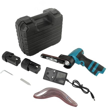 WODHMIEY Cordless Belt Sander, 16.8V Lithium Battery, 7000RPM, 15 Sanding Belts(80-1000 Grits), Powerful Motor for Wood, Metal,Curved Surfaces, 2 Hour Run Time, Long-Lasting Performance, Fast Charging