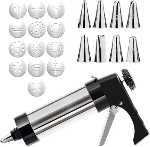 Cake Decorating Kit,Cookie Press,Baking Tools,Cookie Press Gun Kit, Stainless Steel Cookie Press for Baking,Multifunctional Detachable Cookie Maker Machine for Biscuits