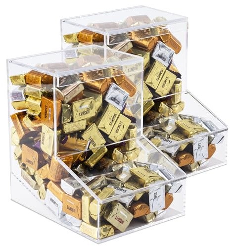 Inevibe Candy Dispenser - Bulk Acrylic Storage Holder with Two Lids for Countertop or Wall Mount - Store Chocolate, Treats, Sweets, and Snacks (2)