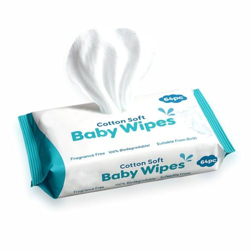 Baby Wipes Newborn Essentials Fragrance Free Soft & Gentle Sensitive Skin Moisturising & Skin Friendly Wet Wipes For Baby Body Cleaning Nappy Liners & Diaper Changes 18cmx15cm (64)