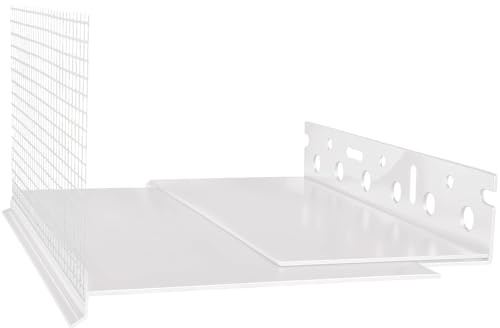 doitBau PVC Sockelprofil – WDVS Abschlussprofil – variabel einstellbare Wanne 100 bis 140 mm für Dämmstärken 100-140 mm – lotgerechte Montage, 2 m je Stab, Set 10 Stäbe = 20 m