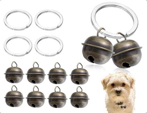 AOYEGIC 8 Pezzi Campanelli, Campanello Forte Per Cani E Gatti, Collare Per Gatti, Ciondolo Per Localizzatore Di Animali Domestici Per L'Addestramento, Con 4 Pezzi Portachiavi Per Animali Domestici