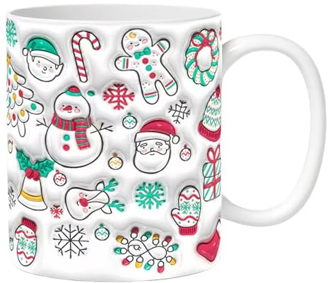 Kasmole Taza Navideña - Tazas de Cerámica para Café Invernal - Vajilla Para Bebidas De Nieve De 35cl Para Té Chocolate Cumpleaños Cocina Femenino