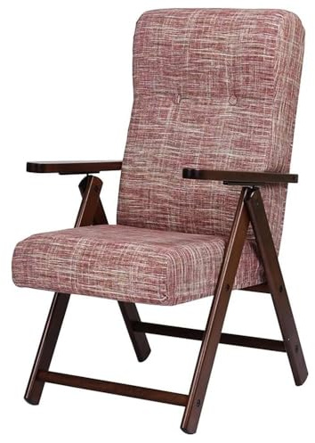 PALUPLUS Poltrona Molisana Reclinabile, Misura 62x67x109 cm, Schienale Regolabile in 4 Posizioni, Struttura e Braccioli in Legno di Faggio, Sedia per casa, Portata 110Kg -221C (Rosso Striato)