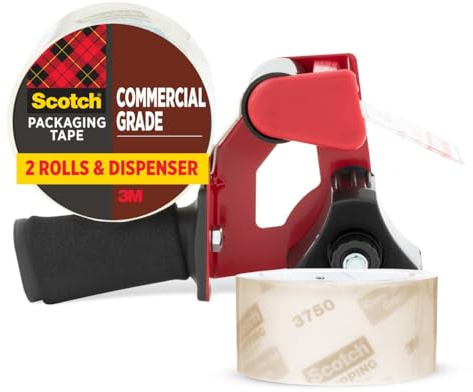 Scotch® Commercial Grade Shipping Packaging Tape 1.88 in x 54.6 yd with Heavy Duty Dispenser