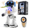 Top Race Ferngesteuerter Roboter Spielzeug, Gehend Sprechend Tanzend Singendes Spielzeug imitiert Stimme erzählt Geschichten Mathematik Quiz, Interaktives Spielzeugroboter schießt Schaumstoffscheiben