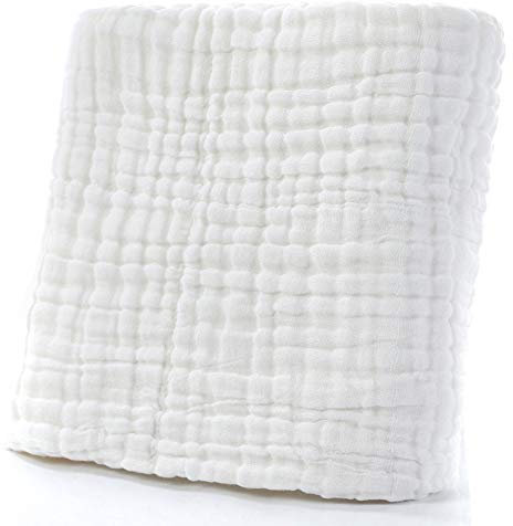 DELIBEST Manta de muselina de 6 capas, 100% algodón de gasa transpirable, manta de recepción, ligera y súper suave, para lavar eructos, cubierta de lactanciamanta para cochecito, 43 x 43, 2