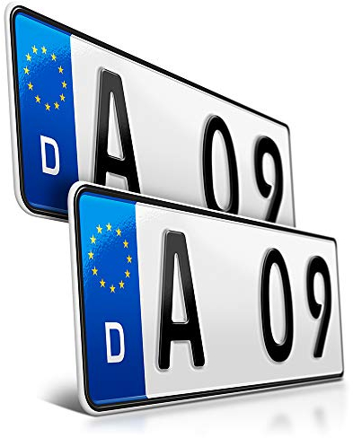schildEVO 2 Kfz Kennzeichen | 320 x 110 mm | DIN-Zertifiziert – individuelles EU Wunschkennzeichen | PKW Nummernschild | kurzes Autokennzeichen | Auto-Schild | Fahrradträger & Anhänger | DHL-Versand