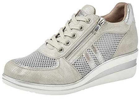 Cipriata JONE Ladies Lace/Zip Trainers Silver Metallic UK 4