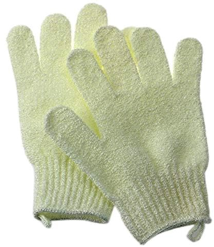 Des Gants Ménage Gants de bain Five Fingers Double Scrub Gants adultes exfoliants (Color : White)