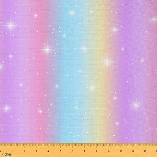 Regenbogen Möbelstoff Glitzernde Galaxie Meterware Farbverlauf Schmetterlinge Dekorativer Stoff Bunten Wasserfester Draußen Stoff Romantische DIY Kunst Polster und Wohnakzente 184 x 150 (HxB)