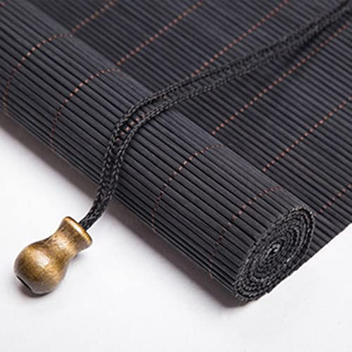 Bambusrollos Schwarz,40-150cm Breite Bambusvorhänge,60% Lichtfilternde Rollläden,Rollo Bambus Innen Außen,Atmungsaktiver Sonnenschutz Bambus Jalousien,Anti-uv,Für Fenster,W×H-140x280cm/55x110in