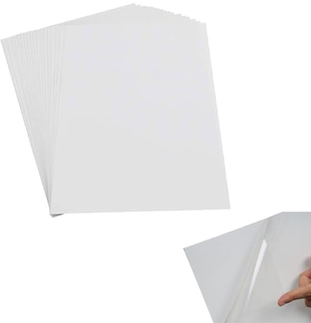 JINJUMEI 10 Blätter A4 Inkjet Vinyl Aufkleber, Reißfest Aufkleberfolie Selbstklebende Folien, Bedruckbares Vinyl Sticker Papier Transparent Aufkleberfolie für Tintenstrahldrucker Laserdrucker