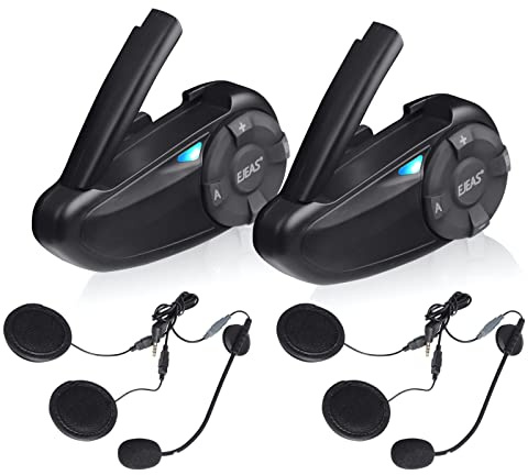 SolaMr motorcykelhjälm Headset BT5.1 motorcykel vattentät intercom kommunikationssystem Bluetooth-headset med SafeRiding APP, FM-radio, MP3-spelare, upp till 7 förare (2-pack)