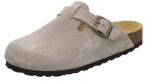 AFS-Schuhe 2900 Clogs Damen Leder mit Fussbett Bequeme Hausschuhe geschlossen (38 EU, Quarz Nubuk)