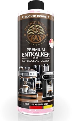 ROCKIN BEANS Entkalker mit Farbindikator für Kaffeevollautomaten und Kaffeemaschinen, hochergiebige Qualität - Kompatibel mit allen gängigen Markengeräten - für 16 Anwendungen (1 Liter)