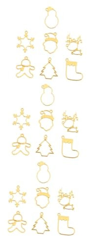 NUOBESTY 3 Sätze Alu-rahmen Diy-kits Hohlformrohlinge Anhängerform Mit Offener Lünette Weihnachtsformen Diy-anhänger Schmuckset Für Mädchen Legierungsform Zinklegierung Golden 35 Stück * 3