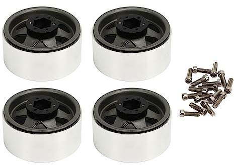 WGFOIP RC Car Beadlock Wheels Rim 4Pcs Iron Beadlock Wheel Rims -8.9mm Offset for 1.9 Inch Tires with Deep Dish Hub Design for Axial SCX10 90046 D90 HSP Redcat HPI (Grey)