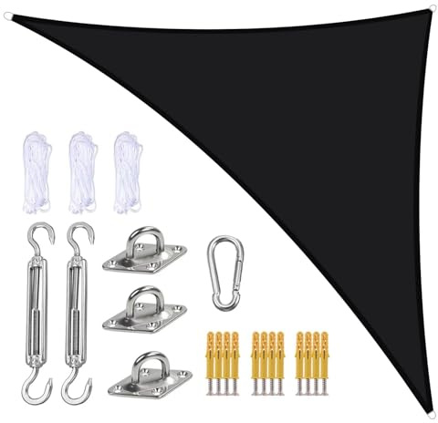 Tenda da sole triangolare di alta qualità, 4 x 4 x 5,7 m, protezione UV al 95%, traspirante e resistente alle intemperie, vela ombreggiante per giardino, balcone e patio, con occhielli e corde di