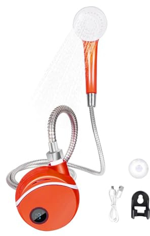 perfk Campingdusche, elektrische Campingdusche, verstellbar, Stranddusche, wiederaufladbar über USB, für Outdoor-Camping, Baden, Wandern, Gartenarbeit