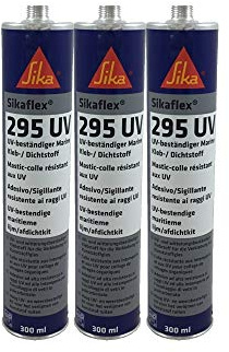 Sparset 3x Sikaflex 295 UV Scheibenkleber für Kunststoffscheiben, extrem UV-resistent, ideal für den Bootsbau 300ml schwarz