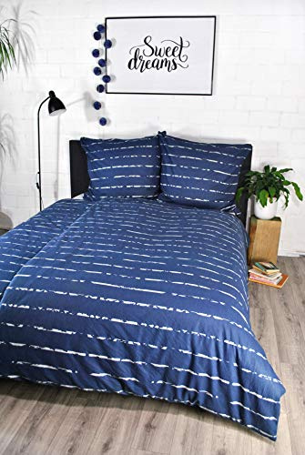 jilda-tex Biber Bettwäsche Modern Stripes 135x200 cm + 80x80 cm 100% Baumwolle Feinbiberbettwäsche Edelflanell (Blau, 155 x 220 cm)