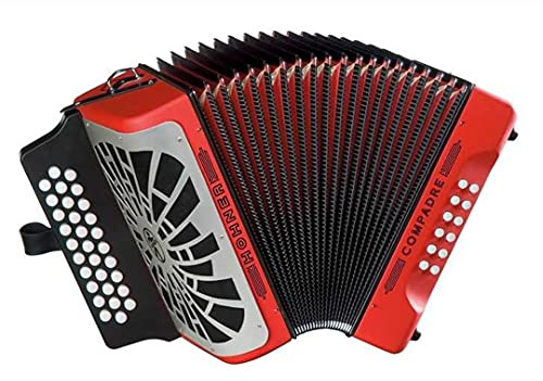 Hohner COGR-N Compadre GCF Accordion w/ Gig Bag and Strap - Red w/ Silver Grill