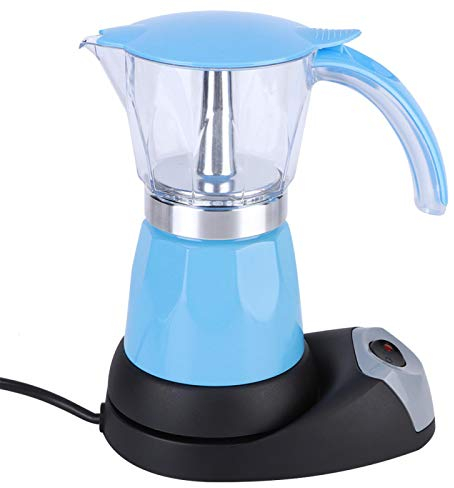 Caffettiera Elettrica Per Caffè Espresso, Alluminio Moka Pot Ottagonale Con Spia Luminosa, 3‑6 Persone, Home Coffee Shop Moka Maker Kettle Pot Regalo per Gli Amici(Blu)
