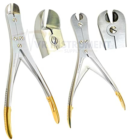 VR Instrument Supply T/C Front & Side, Pin & Wire Cutter Surgical Orthopedic Tools Pliers 7 9”