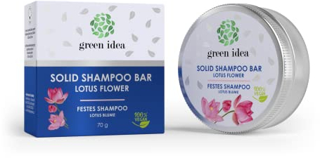 green idea - Champú sólido - Hidratación y cuidado sensible - 100% vegano - Champú sin siliconas - Cosmética natural - para el cuero cabelludo - Libre de plástico 1 pieza/70 g