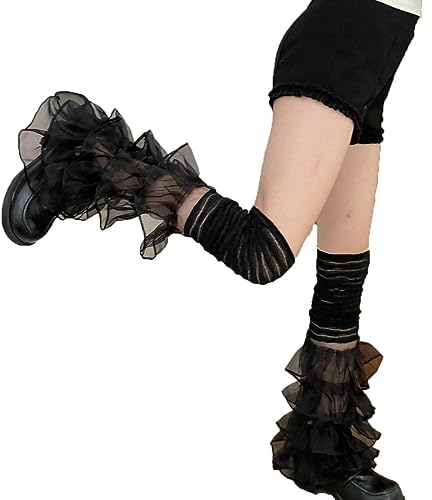 YJZQ Beinstulpen Legwarmers Damen Strick Beinwärmer Gothic Punk Lange Socken Kniestrümpfe Warme Stulpen Damen Beinlinge für Herbst und Winter