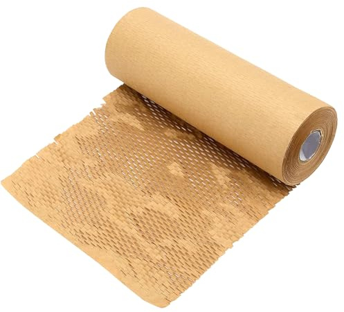 Waben Verpackungspapier 25cmx20m Braun Packpapier Wabenrolle Verpackungsmaterial Papierrolle Füllmaterial Kraftpapier für den Versand, Umzug, zerbrechliches Geschenk (25cmx20m)