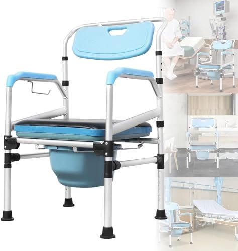 Sedia A Rotelle Pieghevole Per Anziani, Sedia Da Toilette Sedia Da Bagno Sedia Per Anziani Poggiapiedi Antiscivolo Sgabello Per Sedie A Rotelle Da Bagno Sedia Multifunzione WC