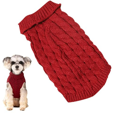 Suéter para Perros,Jersey para Perro Pequeño,Cálido Jerséis para Perros,Ropa de Invierno de Perros Pequeños,Suéter Suave y Mullida Ropa para Mascotas,Abrigo de Punto con Cuello Alto para Perros