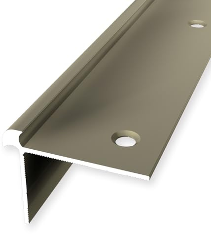 Treppenkantenprofil 32 x 42 x 2500 mm Winkelprofil Aluminium Glatt Doppelt Versetzt Versenkt Gebohrt Sand Einfasshöhe 4 mm Küberit