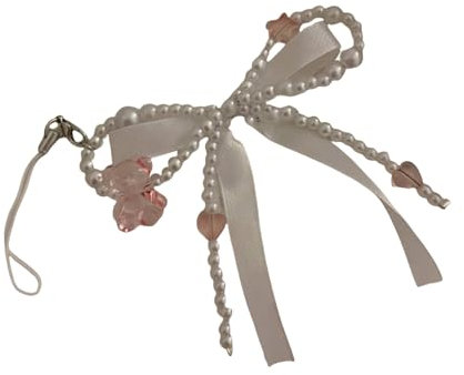 QIYUDUOLA Eleganter Anhänger aus Kunstperlen, Schmetterlings-Schleife, für Handtaschen, modisches Accessoire für Damen und Mädchen, Pl, 5.91x7.09inch