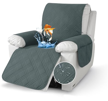 GYHH Sesselschoner Für Fernsehsessel,100% Wasserdicht Sesselbezug Für Relaxsessel, Anti-Rutsch Abnehmbar Und Waschbar 1 Sitzer Sesselschoner Mit Taschen (Dark Gray)