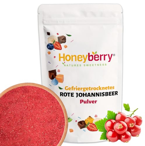 Gefriergetrocknetes Rotes Johannisbeere Pulver 100g – Gefriergetrocknetes Fruchtpulver – Rotes Johannisbeerepulver für Smoothies & zum Backen – Natürliches Beerenpulver ohne Zusätze