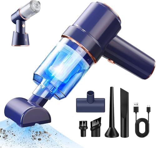 Anluomafuy Aspirateur Voiture Rechargeable, Grande Batterie 4000mAh, Filtre HEPA Lavable, 5 Types de Brosse, pour Maison Bureau Canapé Voiture (Bleu)
