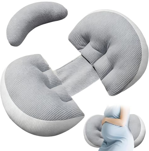 Gobesty Pregnancy Pillows for Sleeping, Wedge Maternity Pillow for Pregnant Women, Adjustable and Washable Body Pillow Pregnancy, Pillows Support Side Sleeper for Belly, Back, Hips (Grey)